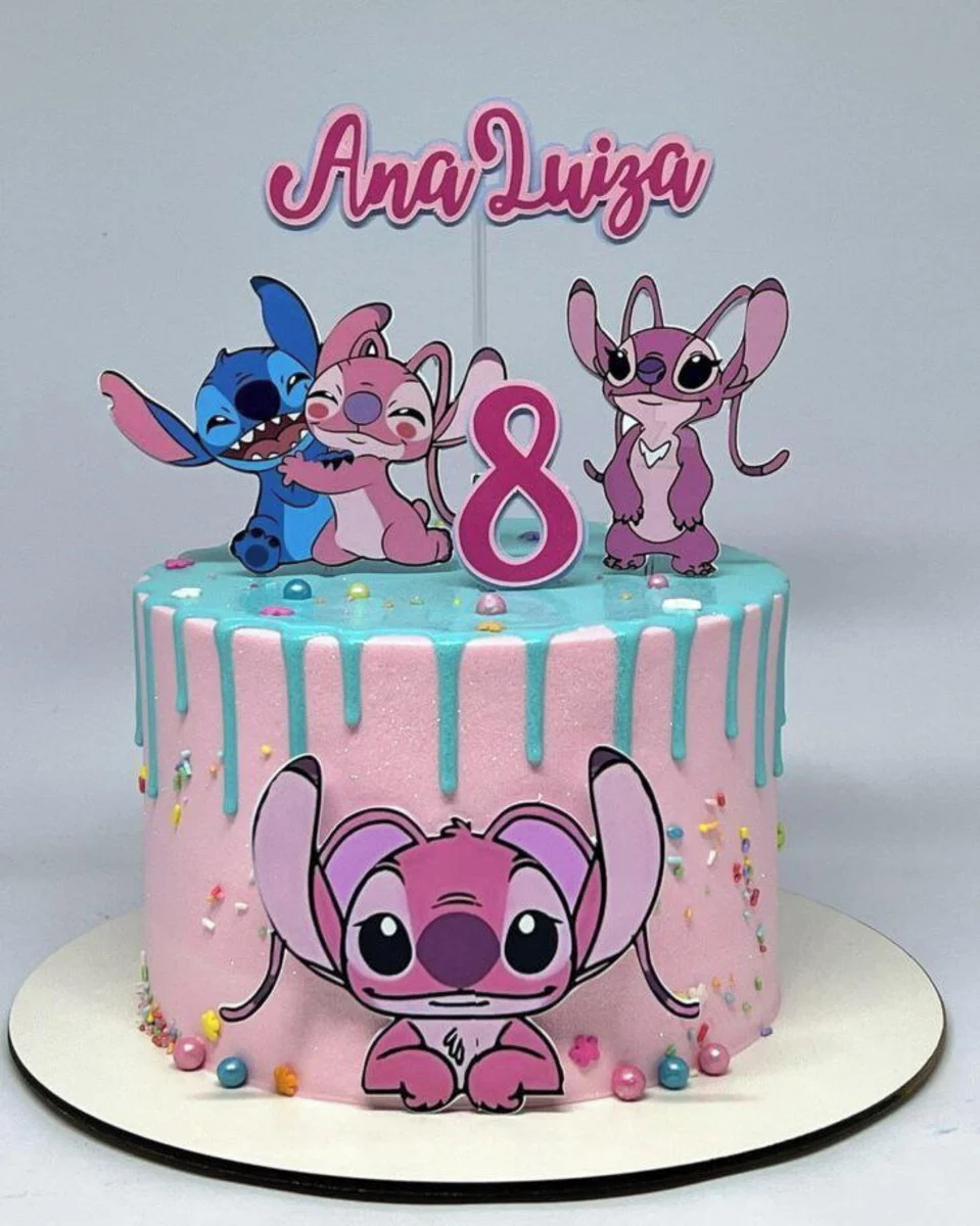 Arquivos de Corte Lilo e Stitch e Angel: 10 Topper de Bolo Festa