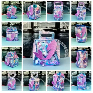 Kit digital de personalizados para decoração de sereia e fundo do mar em formato Silhouette Studio.