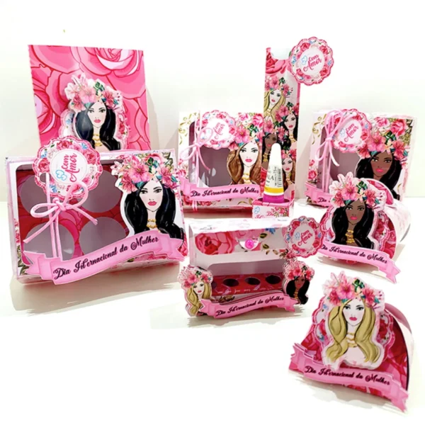 Kit digital de personalizados para Decoração Dia da Mulher nos formatos Studio, PNG e PDF para scrapfesta.