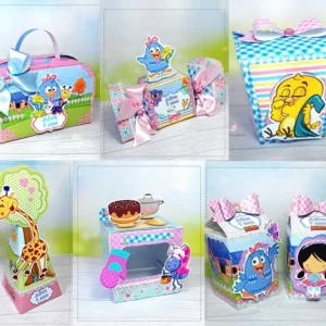 Arquivos de corte para itens de decoração para festa da Galinha Pintadinha em formato Studio para Silhouette.