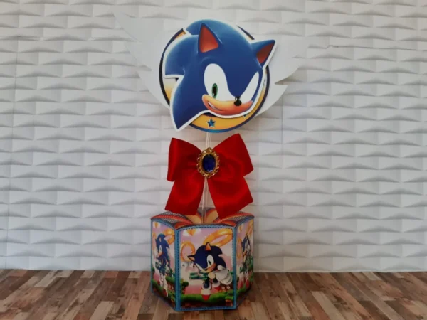 Topo de bolo para imprimir do tema Decoração Sonic Simples em formatos digitais Studio, PNG e PDF.