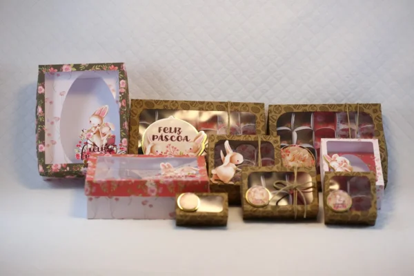 Moldes de scrapfesta para embalagens de chocolates e doces de Páscoa nos formatos digitais Studio e PDF.