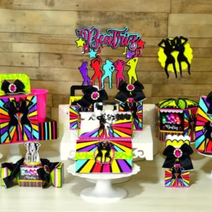 Arquivo digital de corte para itens de decoração de festa neon simples em formatos Studio e PDF.