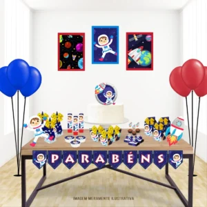 Kit digital de personalizados para Festa Astronauta Infantil nos formatos Studio e PDF para silhouette e tesoura.