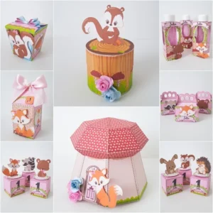 Kit digital completo de Festa Bosque Encantado Menina nos formatos Studio, PNG e PDF para personalizados.