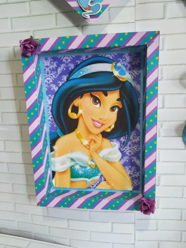 Arquivos de corte para itens de Festa da Princesa Jasmine em formatos Studio, PNG e PDF para imprimir.