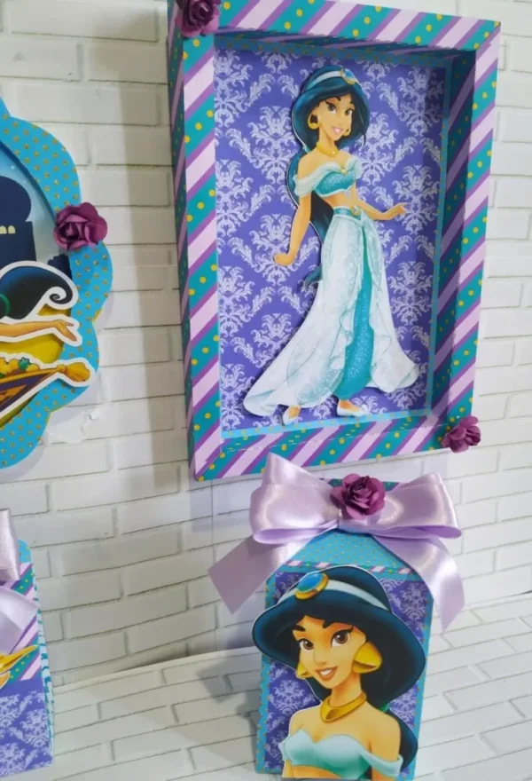 Moldes de scrapfesta para Festa da Princesa Jasmine nos formatos digitais Studio, PNG e PDF para recortar.