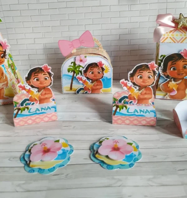 Kit de arquivos digitais para personalizados de aniversário tema Moana com corte digital e manual.