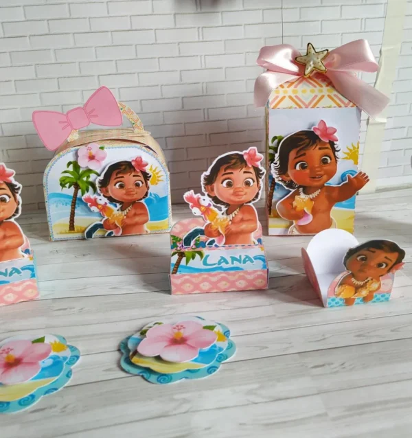 Design de corte para festa de aniversário no tema Moana em formatos Studio e PDF para recorte.