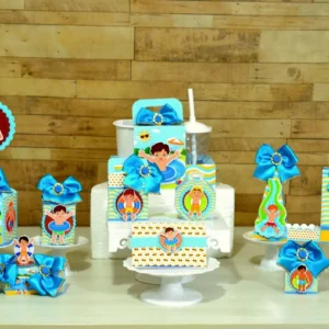 Arquivo digital de corte para itens de festa masculina no tema Pool Party em formatos Studio e PDF.
