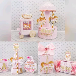 Kit digital de personalizados no tema Carrossel Encantado para menina nos formatos Silhouette Studio, PNG e PDF.