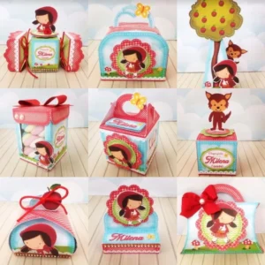 Kit digital de personalizados para festa no tema Chapeuzinho Vermelho nos formatos Silhouette Studio e PDF.