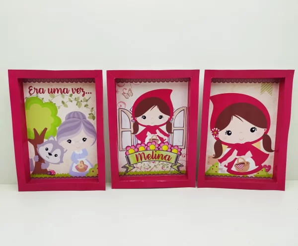 Kit digital de personalizados para festa da Chapeuzinho Vermelho infantil nos formatos Silhouette Studio e PDF.