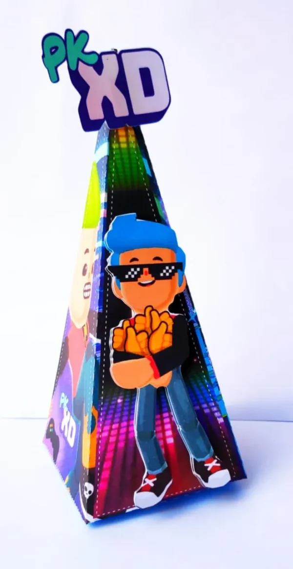 Modelo de lembrancinha de aniversário PK XD nos formatos Studio e PDF para festa temática.