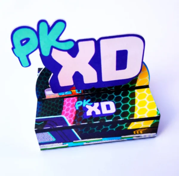 Moldes digitais de lembrancinha de aniversário PK XD em Studio e PDF para decoração e toppers.