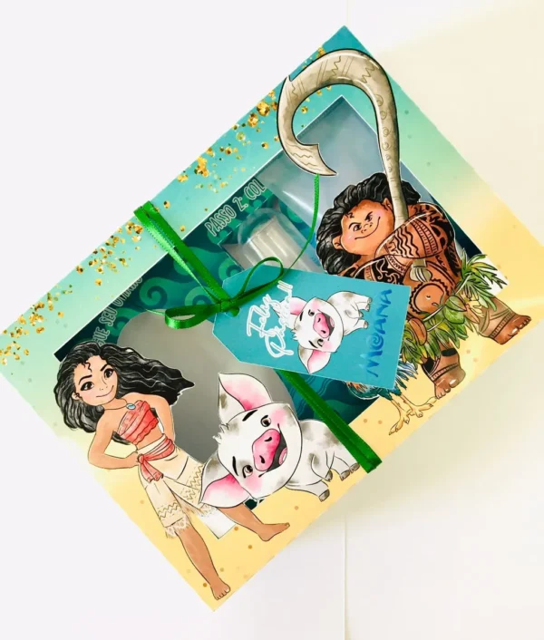 Arquivo digital de corte para kit mini confeiteiro de Páscoa no tema Moana em formatos Studio e PDF.