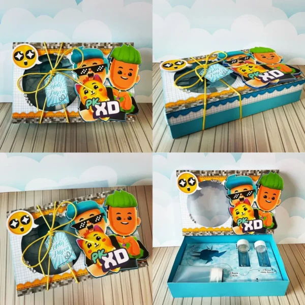 Kit digital Mini Confeiteiro tema PK XD nos formatos Studio, PNG e PDF para lembrancinha de festa.