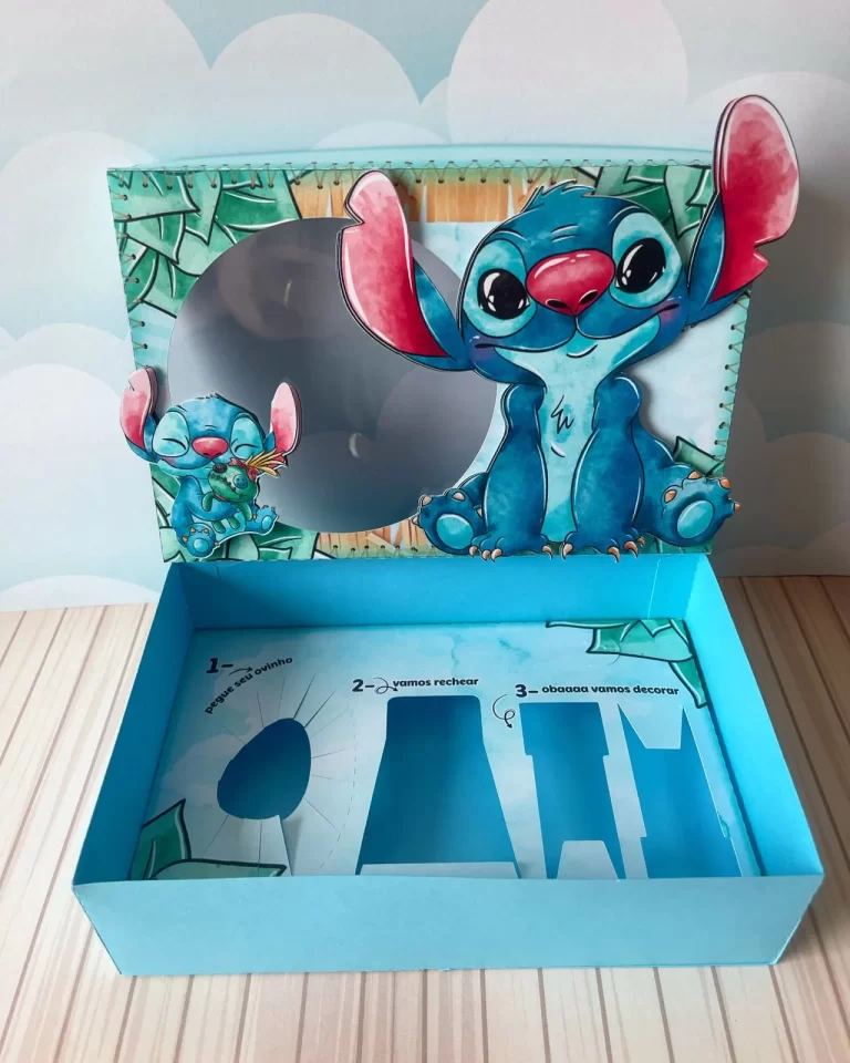 Kit digital de personalizados para maleta mini confeiteiro do Stitch nos formatos Silhouette Studio, PNG e PDF.