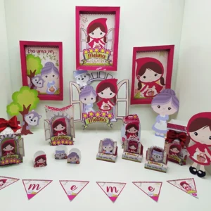 Moldes de caixas e embalagens do tema Chapeuzinho Vermelho para recortar em Studio e PDF para festa infantil.