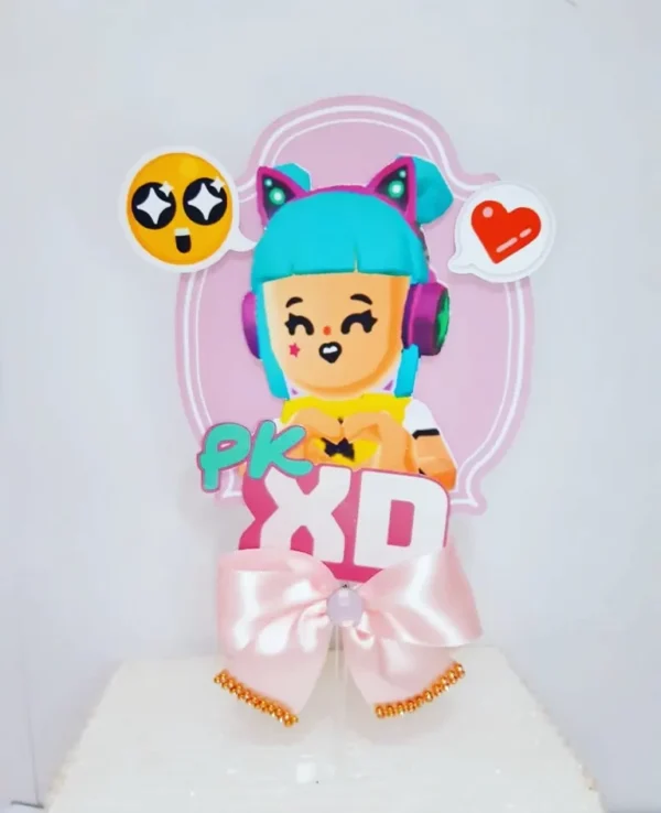 Arte digital de personalizados PK XD e topo de bolo em formato Studio e PDF para festa infantil.