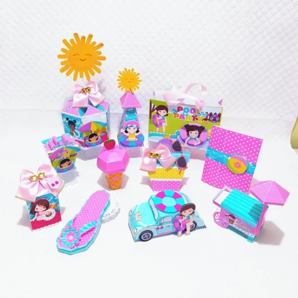 Kit de arquivos digitais para personalizados de aniversário infantil Pool Party com corte digital e manual.