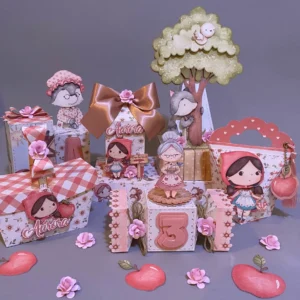 Arquivo digital de personalizados no tema Chapeuzinho Vermelho em formato Silhouette Studio para scrapfesta.