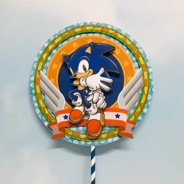 Kit digital de personalizados para festa de aniversário no tema Sonic nos formatos Silhouette Studio, PNG e PDF.