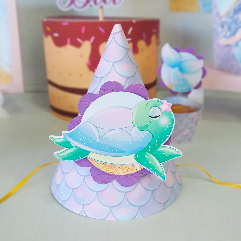 Moldes fáceis de caixas e embalagens do tema de aniversário de sereia nos formatos Silhouette Studio e PDF.