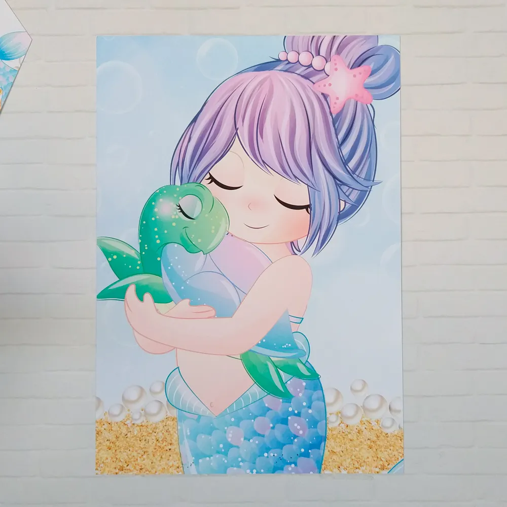 Caixinhas personalizadas e apliques de sereia e fundo do mar nos formatos Studio e PDF.
