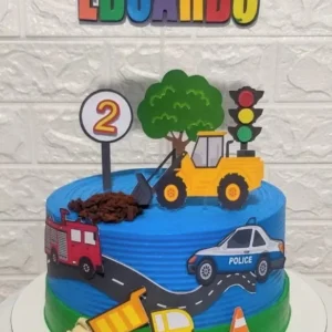Arquivo digital de corte para topo de bolo no tema construção em formato Silhouette Studio.