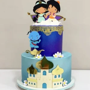 Topo de bolo para imprimir do tema Jasmine do Aladdin em formato Studio para decoração de festa infantil.