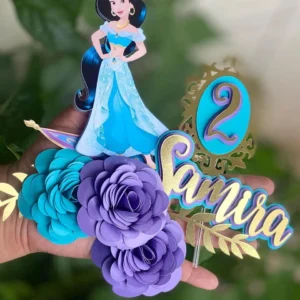 Topo de bolo para imprimir do tema Princesa Jasmine em formato Studio para decoração de festa.
