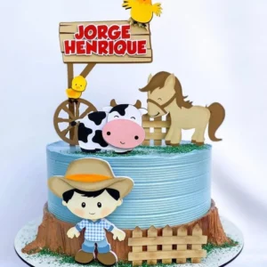 Topo de bolo para imprimir do tema Animais da Fazenda em formato Studio para decoração de festa infantil.