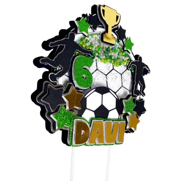 Arquivo digital de corte de bola de futebol para topo de bolo em formatos Studio, PDF e SVG.