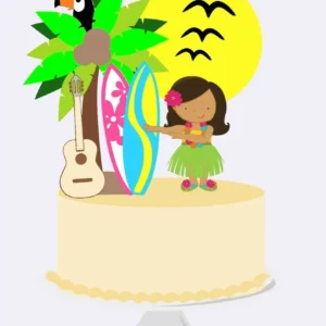 Arquivo digital de topo de bolo para festa havaiana e lual em formato Silhouette Studio para scrapfesta.
