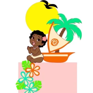 Arquivo digital de corte para topo de bolo no tema Moana em formato Silhouette Studio para imprimir e recortar.
