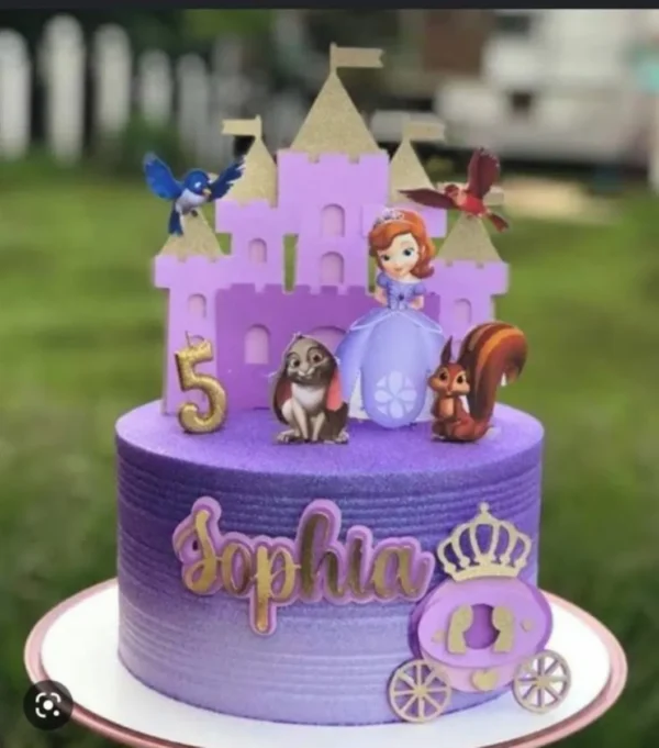Arquivo digital de corte para topo de bolo no tema Princesa Sofia em formato Silhouette Studio.