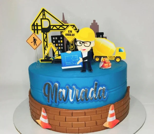 Arquivo digital de corte para topo de bolo no tema engenheiro civil em formato Silhouette Studio.