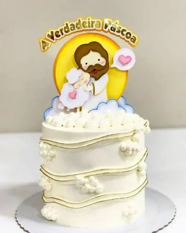 Arquivo digital de topo de bolo religioso com o tema Jesus e Páscoa Cristã no formato Silhouette Studio.
