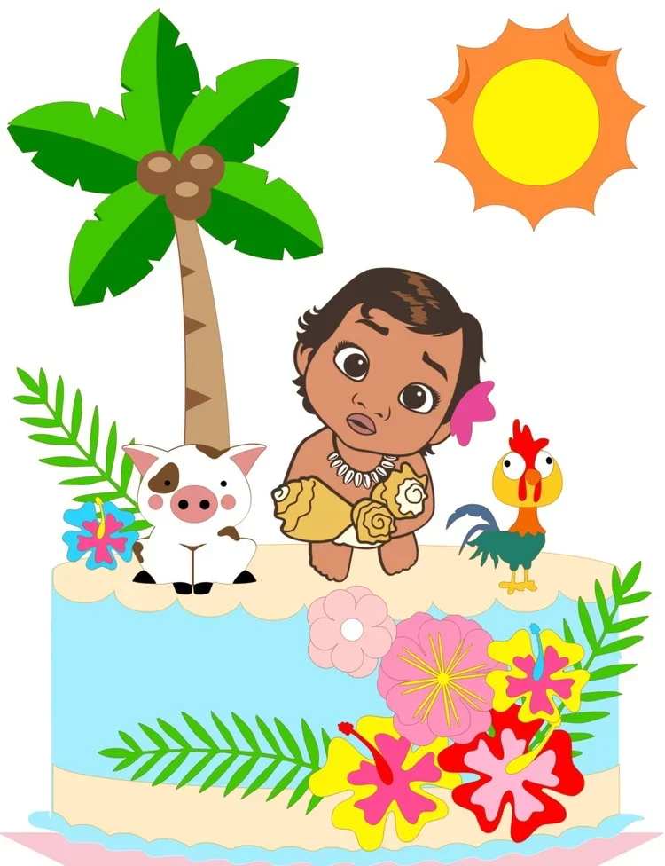 Topo de Bolo da Moana Bebe Studio