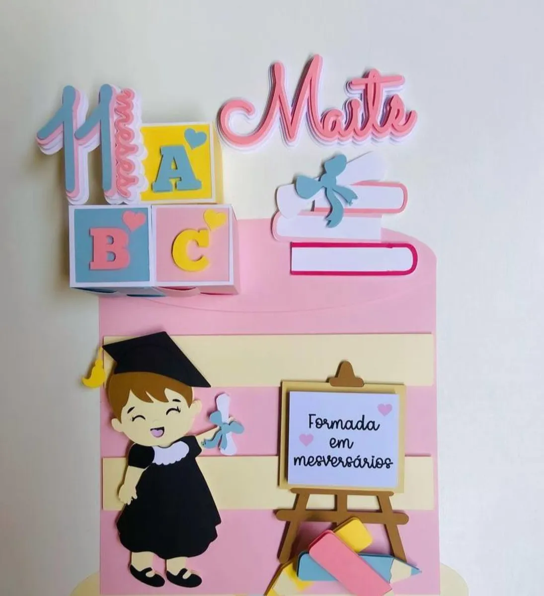Topo de bolo formatura menina studio