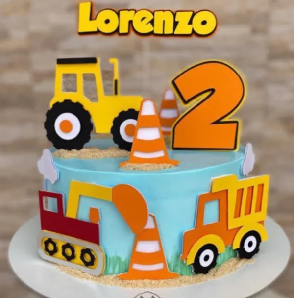 Arquivo digital de corte para topper de bolo no tema construtor em formato Silhouette Studio.