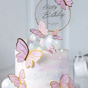 Topper de bolo para imprimir do tema Borboletas em formato Studio para decoração de festa de aniversário.