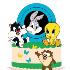 Arquivo digital de corte para topper de bolo no tema Looney Tunes em formato Silhouette Studio.
