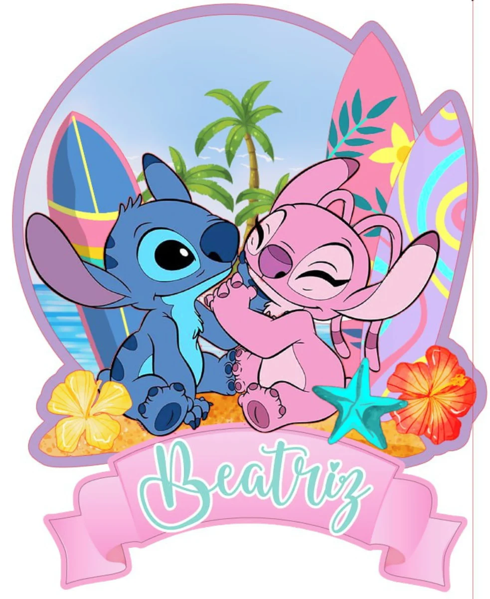 Arquivos de Corte Lilo e Stitch e Angel: 10 Topper de Bolo Festa