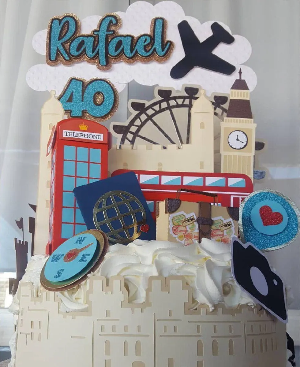 Arquivo digital de topo de bolo no tema Viagem e Turismo em formato Silhouette Studio para scrapfesta.
