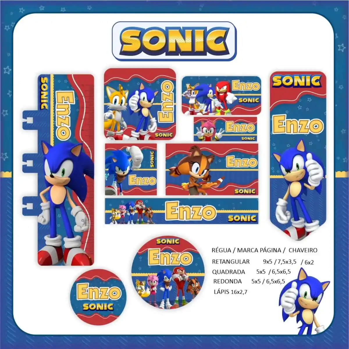 Adesivo escolar sonic studio, png e pdf
