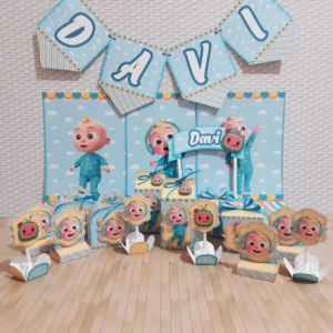 Kit digital de personalizados infantis para Aniversário Tema Cocomelon em Studio e PDF.