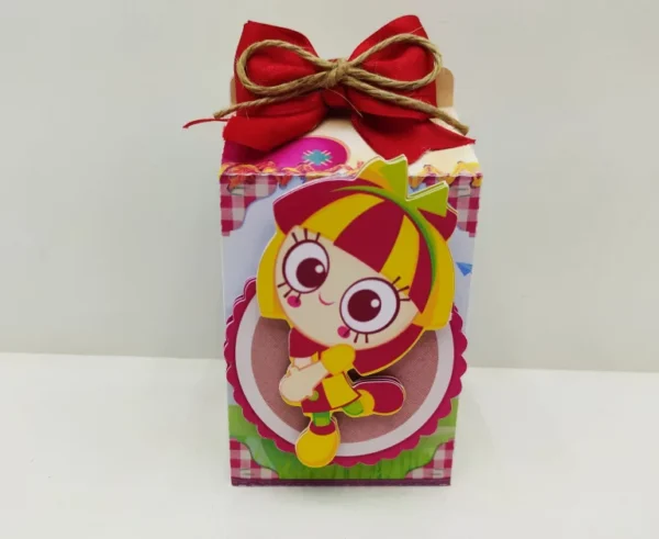 Moldes de caixas e embalagens finas de aniversário da boneca Emília nos formatos Studio, PNG e PDF.