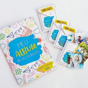 Moldes e miolo de álbum de figurinhas infantil para o Dia das Crianças em Studio e JPG.